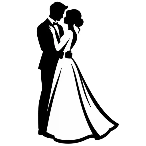 Elegant Wedding Couple Silhouette SVG cut file