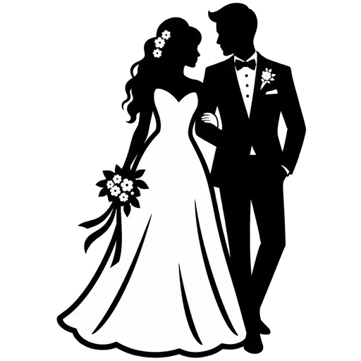 Elegant Wedding Couple Silhouette SVG cut file
