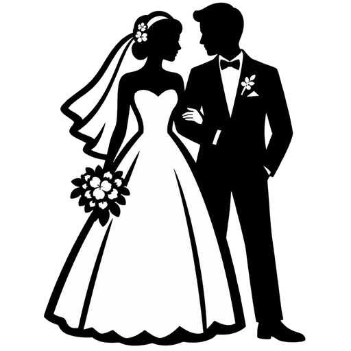 Elegant Wedding Couple SVG Artwork cut file
