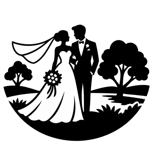 Elegant Wedding Couple SVG Design cut file