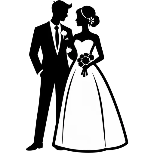Elegant Wedding Couple SVG Design cut file