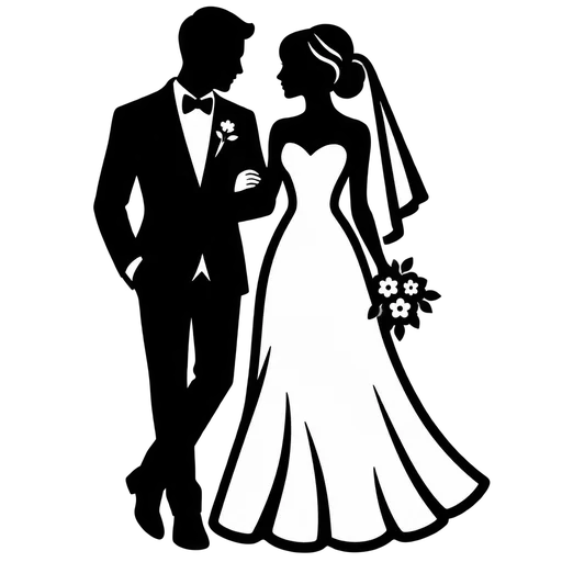 Elegant Wedding Couple SVG Design cut file
