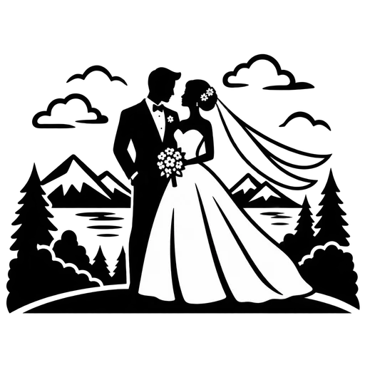 Elegant Wedding Silhouette SVG Design cut file