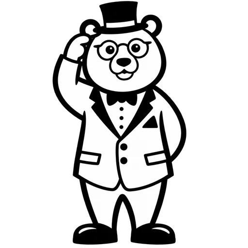 Gentleman Bear SVG Illustration cut file