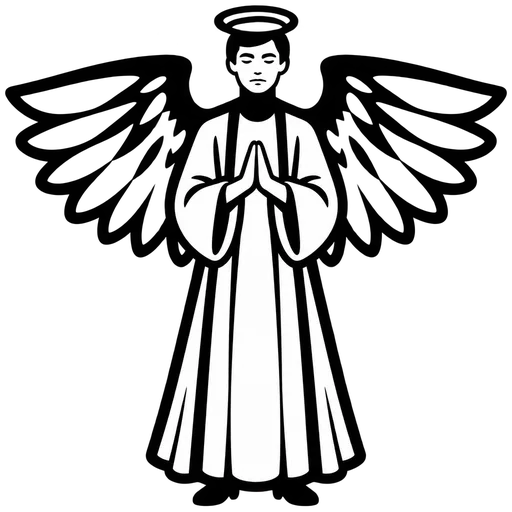 Graceful Angel with Halo and Wings SVG cut file