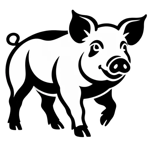 Happy Pig Outline SVG cut file