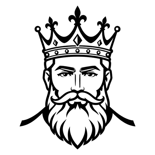 King with Beard and Crown SVG Illustration cut file