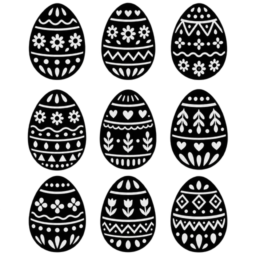 Lace Patterned Easter Eggs SVG cut file