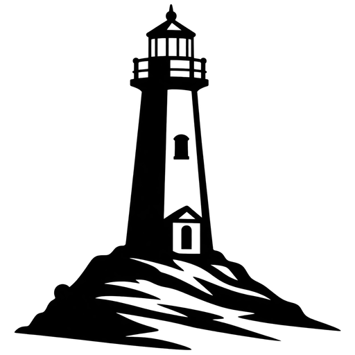 Lighthouse on Island SVG cut file
