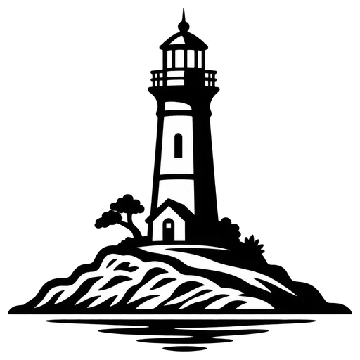 Lighthouse on Island SVG cut file