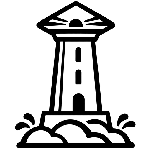 Lighthouse on Island SVG cut file