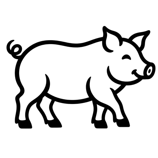 Minimalist Pig Outline SVG cut file