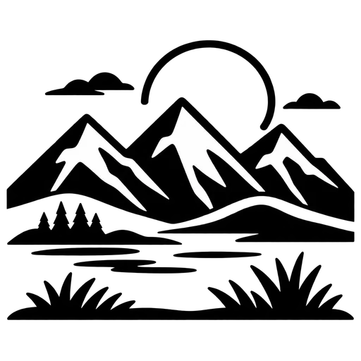 Mountain Scene Silhouette SVG cut file