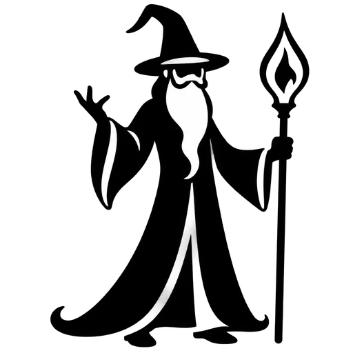 Mystical Wizard in Black Cloak SVG cut file