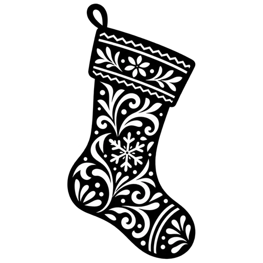 Ornate Christmas Stocking SVG Design cut file