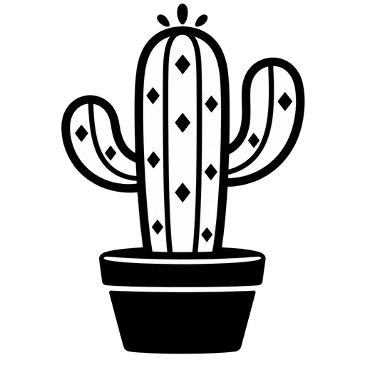 Potted Cactus Simple Design SVG cut file