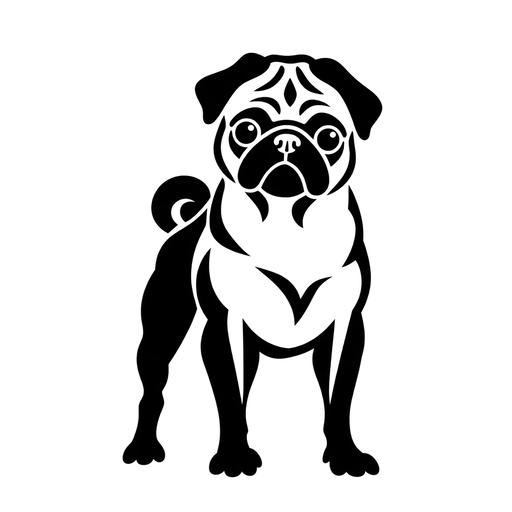 Pug Silhouette SVG – Detailed Dog Art Vector cut file