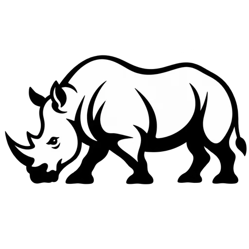 Rhino SVG – Black and White Rhino Illustration cut file