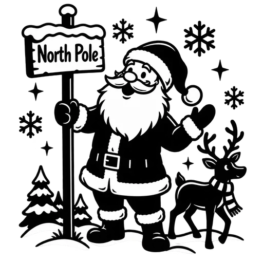 Santa at the North Pole SVG Art cut file