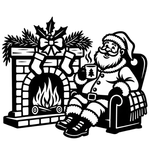 Santa by a Fireplace SVG cut file