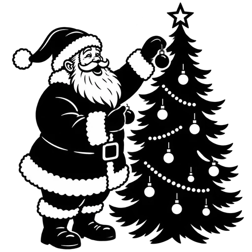 Santa Decorating a Tree SVG cut file