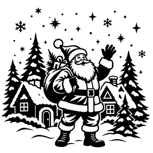 Santa in a Festive Village – SVG cut file