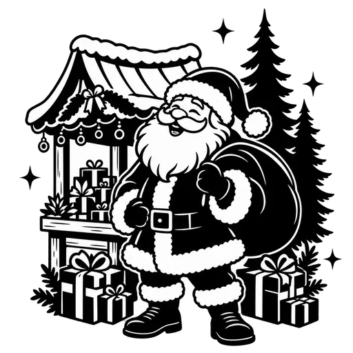 Santa in a Holiday Market SVG cut file