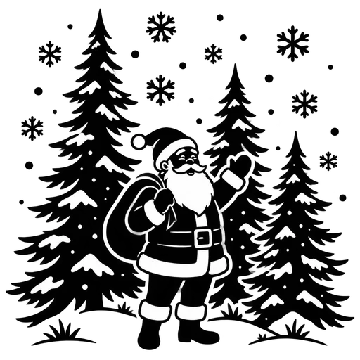Santa in a Snowy Forest SVG Design cut file
