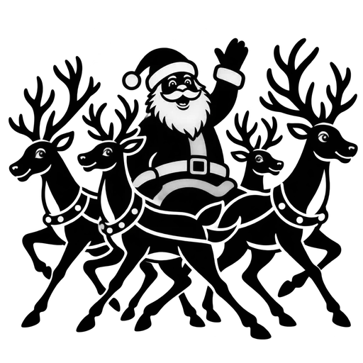 Santa with Reindeer Team SVG cut file