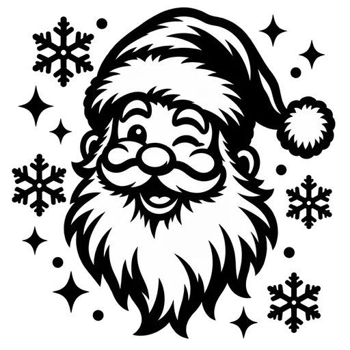 Santa with Snowflakes SVG Design cut file