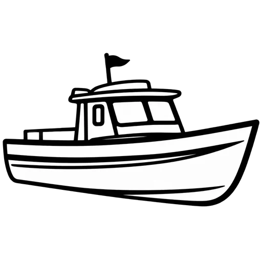 Simple Boat Line Art SVG cut file