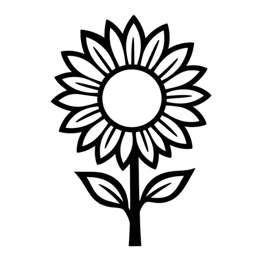 Simple Outline Sunflower SVG cut file