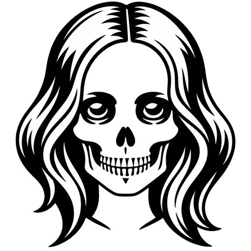 Skull With Hair SVG Design cut file