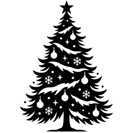 Snowy Christmas Tree SVG Design cut file