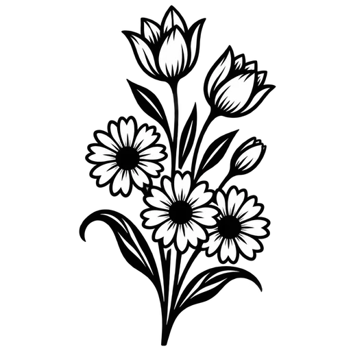 Spring Flowers SVG Design cut file