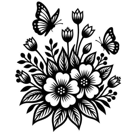 Spring Joy SVG Design with Flowers and Butterflies cut file