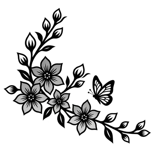 Spring Serenity Floral and Butterfly SVG cut file