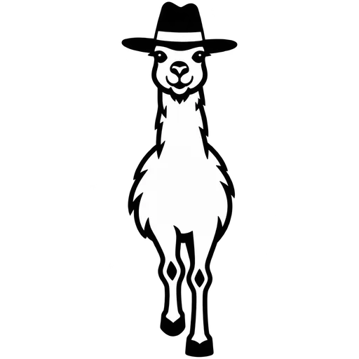 Stylish Llama with Hat SVG cut file