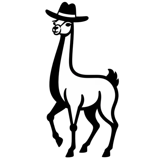 Stylish Llama with Hat SVG cut file