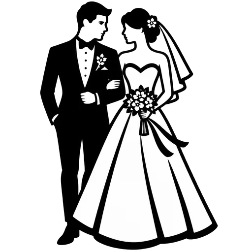 Stylish Wedding Couple SVG Design cut file