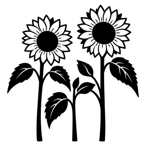 Sunflower Silhouette Design SVG cut file