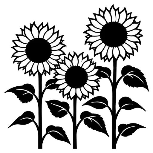 Sunflower Trio SVG Illustration cut file
